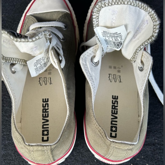 Converse Olive Green Low-Top Sneakers with White and Red Accents - Picture 5 of 6